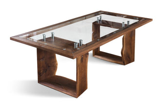 Glass top Solid Wood Dining Table WORG-XO