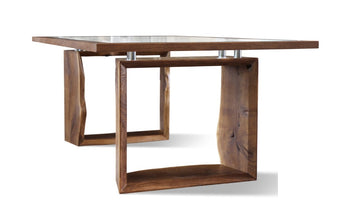 Glass top Solid Wood Dining Table WORG-XO