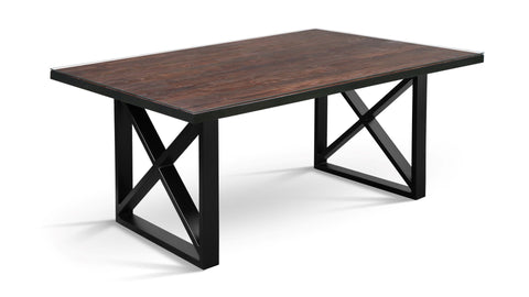 Glass top Solid Wood Dining Table TISKAN